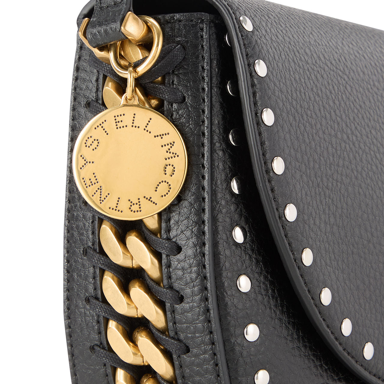 STELLA MCCARTNEY
Frayme Grainy Studded Medium Flap Shoulder Bag