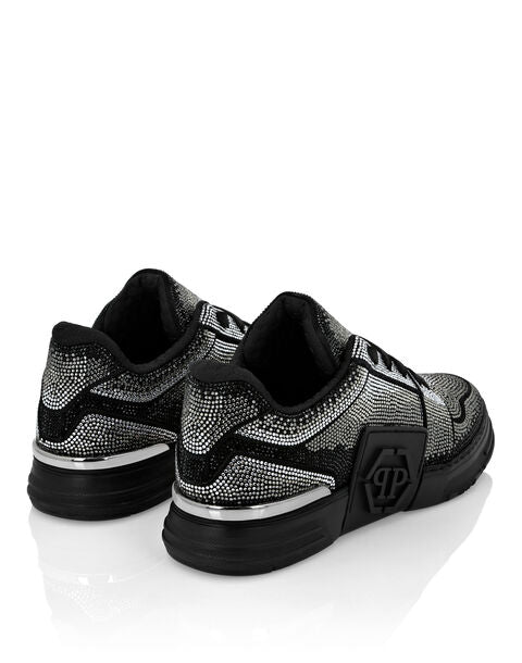 PHILIP PLEIN SUEDE LO-TOP SNEAKERS STRASS HEXAGON