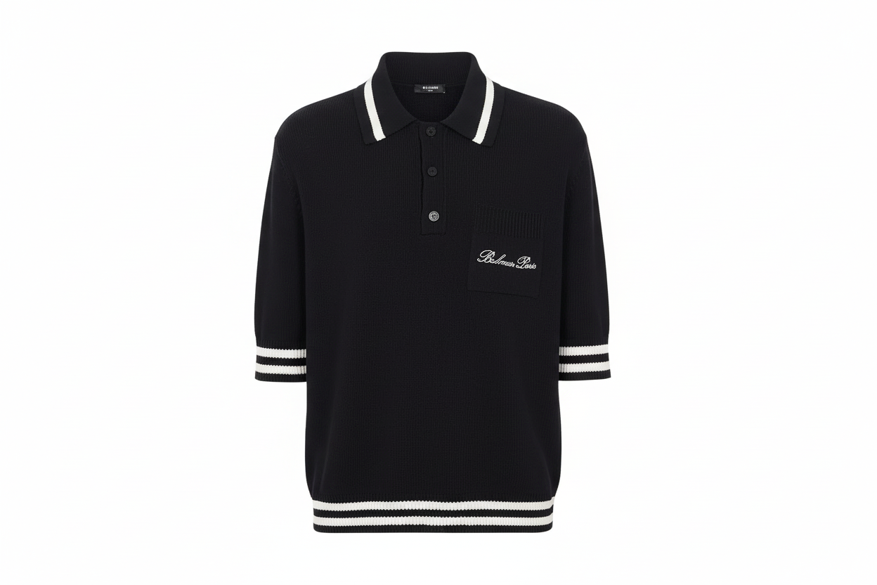 Balmain
Wool polo shirt with Balmain Signature embroidery