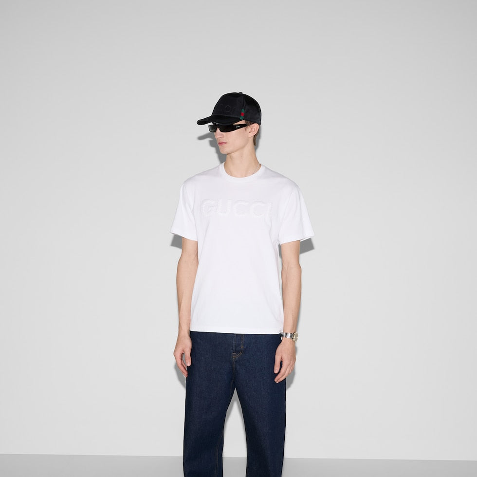 GUCCI EMBROIDERED COTTON JERSEY T-SHIRT