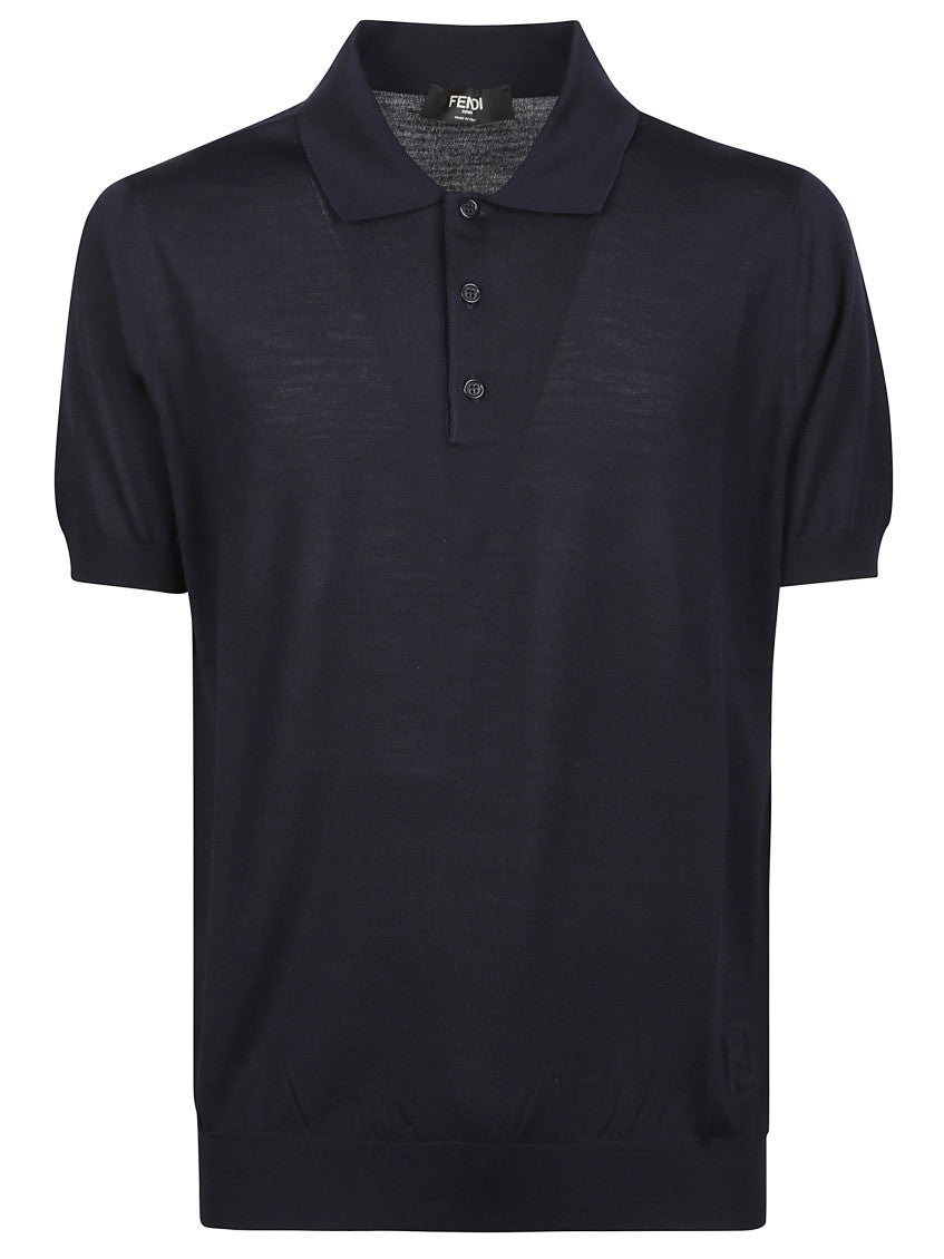 Fendi Blue Wool Polo Shirt