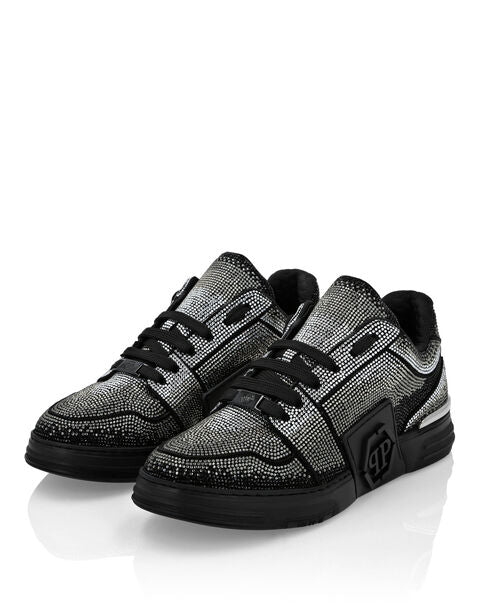 PHILIP PLEIN SUEDE LO-TOP SNEAKERS STRASS HEXAGON
