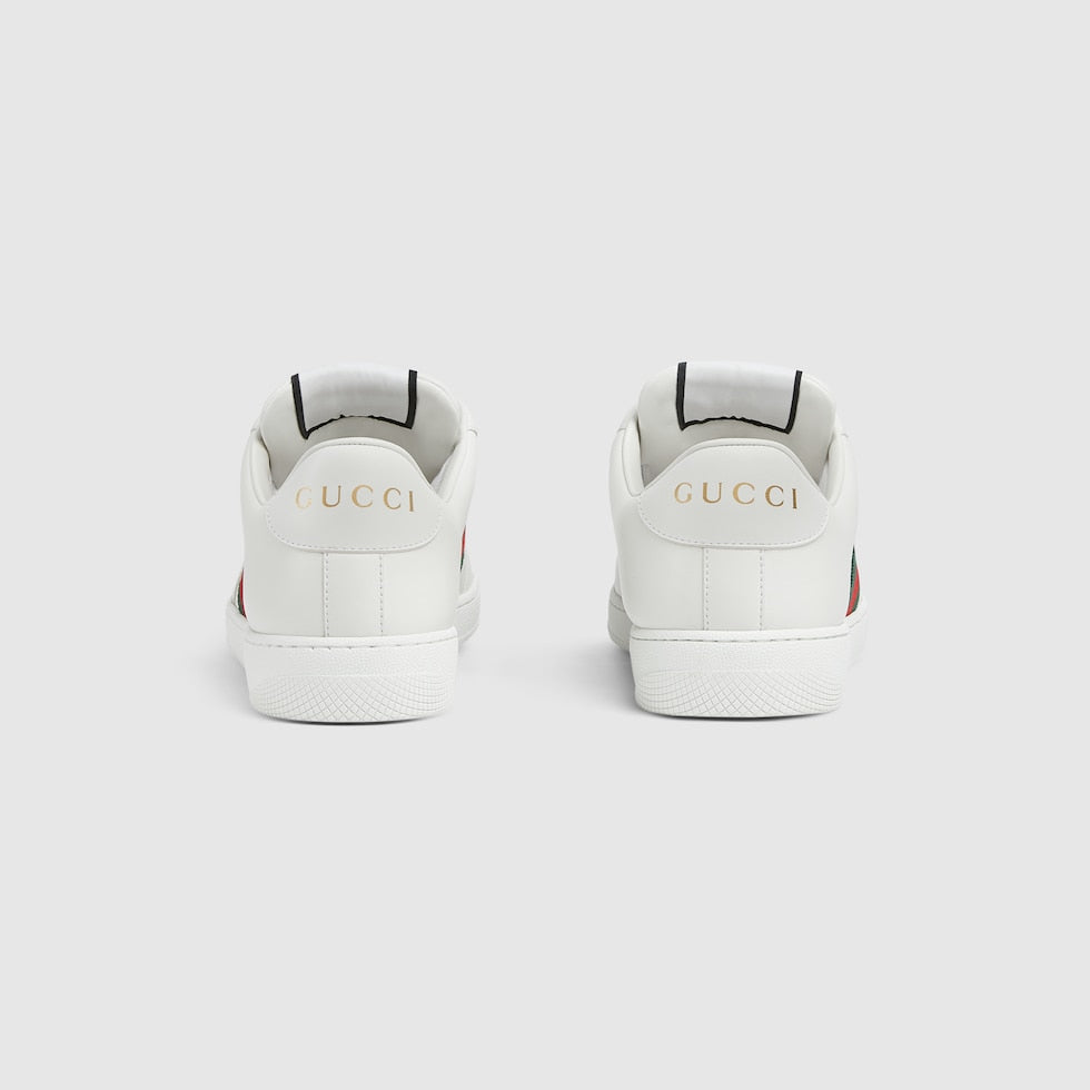 GUCCI
'SCREENER' WHITE LOW TOP SNEAKERS WITH WEB DETAIL IN LEATHER MAN