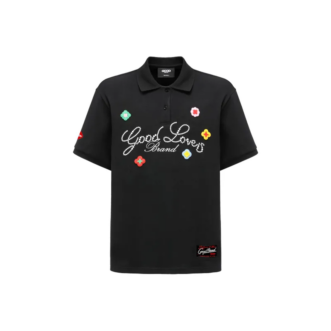 GOODBRAND Good Loves 3D Embroidered Slogan Polo Shirt
