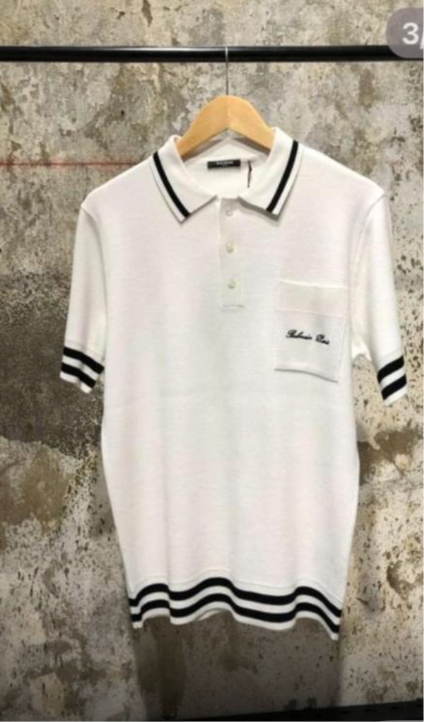 Balmain Wool polo shirt with Balmain Signature embroidery