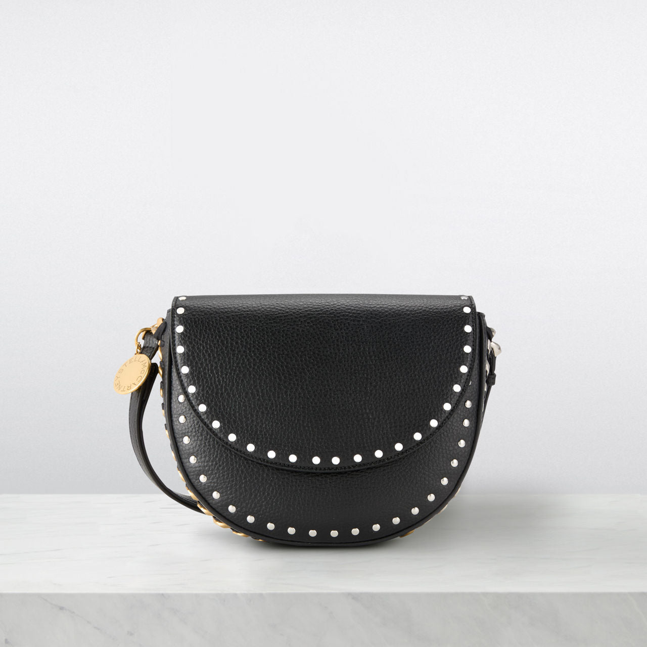 STELLA MCCARTNEY
Frayme Grainy Studded Medium Flap Shoulder Bag