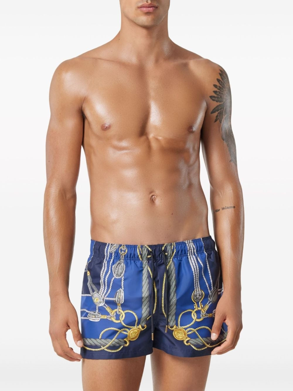 VERSACE
Nautical graphic-print swim shorts