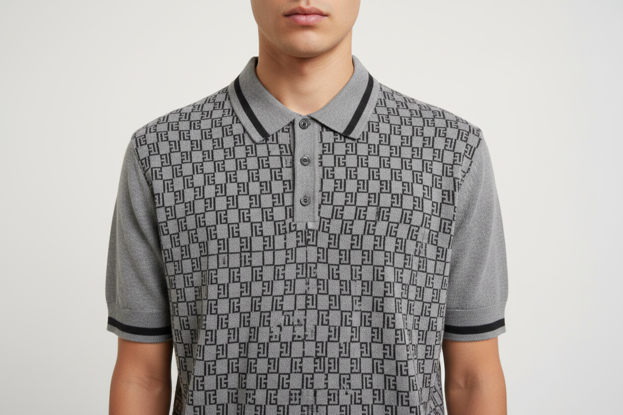 BALMAIN Mini Monogram Polo Shirt