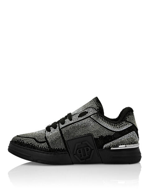 PHILIP PLEIN SUEDE LO-TOP SNEAKERS STRASS HEXAGON