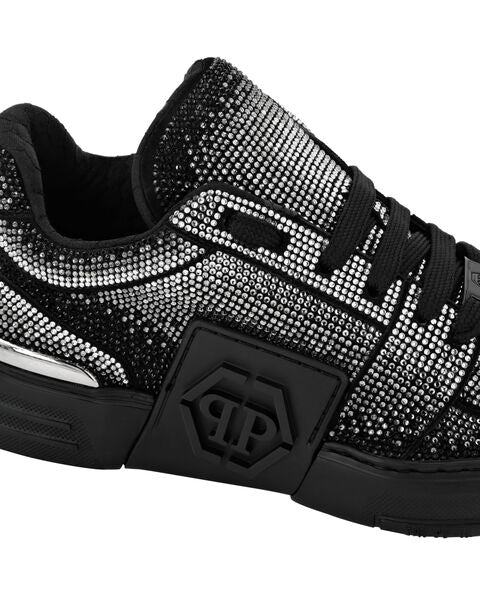 PHILIP PLEIN SUEDE LO-TOP SNEAKERS STRASS HEXAGON