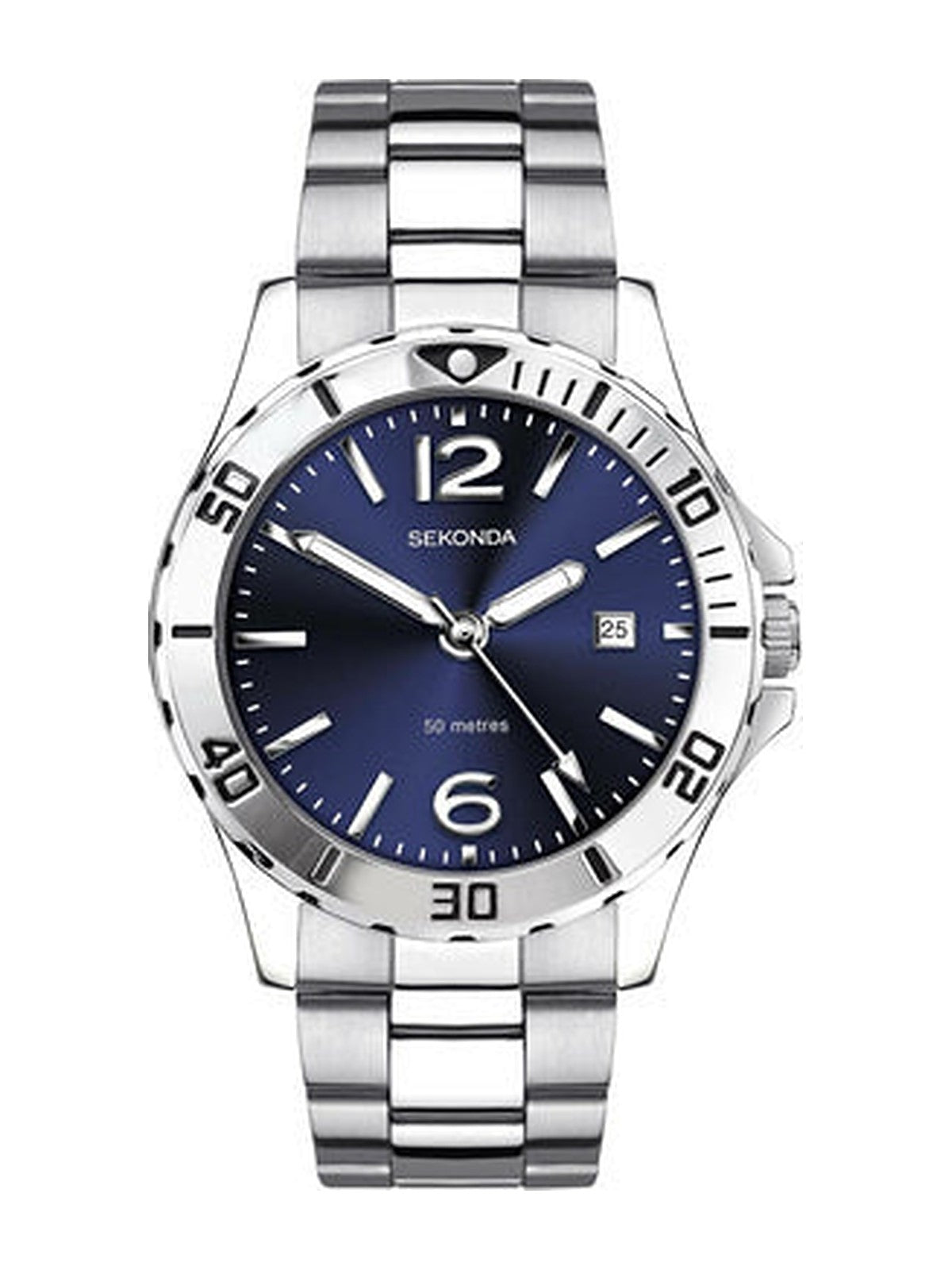 Sekonda Silver Case Blue Dial Silver Strap