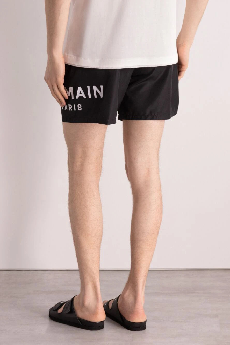 BALMAIN Men's black polyester shorts