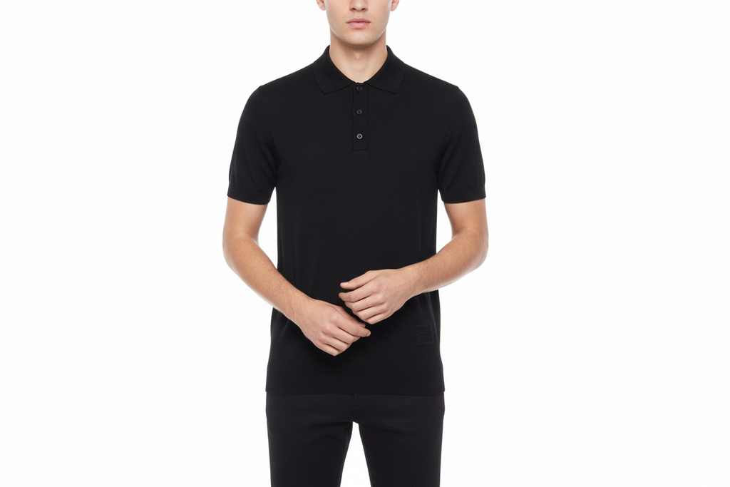 Fendi black Wool Polo Shirt
