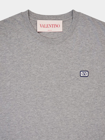 VALENTINO GARAVANI Grey Cotton T-Shirt With VLogo Patch