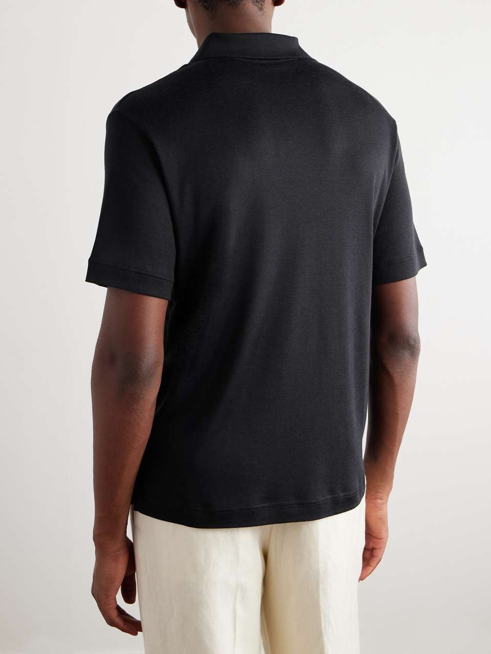 LORO PIANA Cotton and Silk-Blend Piqué Polo Shirt