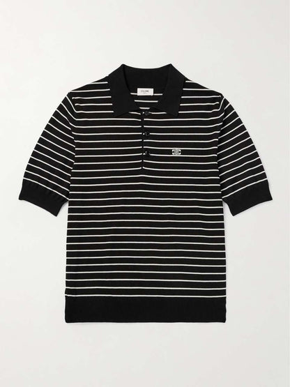 CELINE Triomphe Polo In Striped Fine Cotton