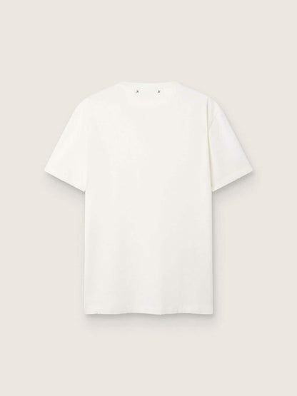 GOLDEN GOOSE Men's white T-shirt with distressed treatment
