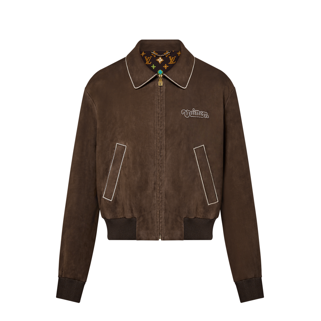LOUIS VUITTON               Embroidered Suede Calfskin Bomber