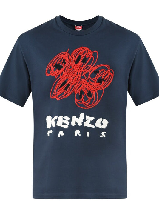 KENZO Men Navy KENZO Drawn Varsity BOKE Flower T-shirt
