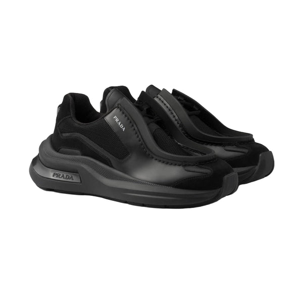 PRADA
Systeme brushed leather sneakers with bike fabric and suede elements