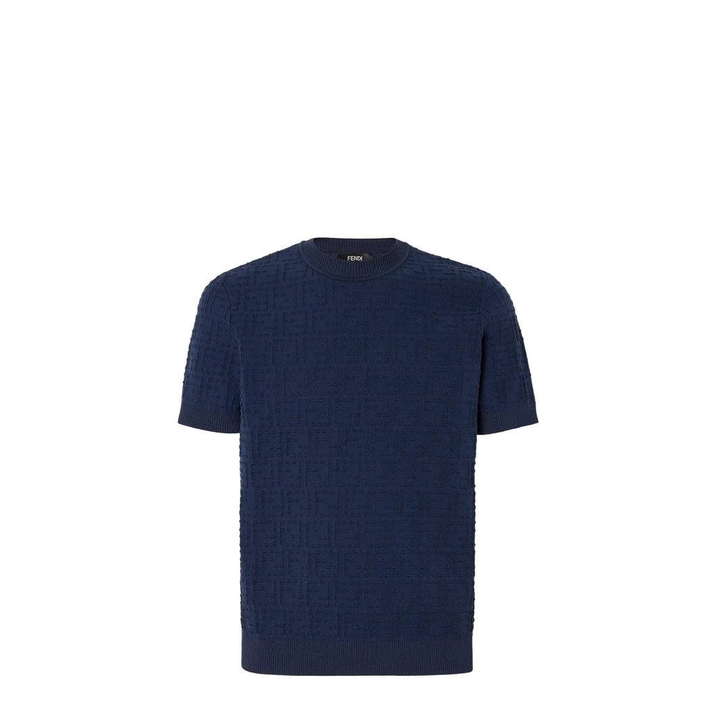 FENDI Pullover Blue cotton FF Selleria pullover