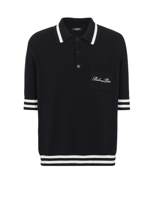 Balmain 
Wool polo shirt with Balmain Signature embroidery