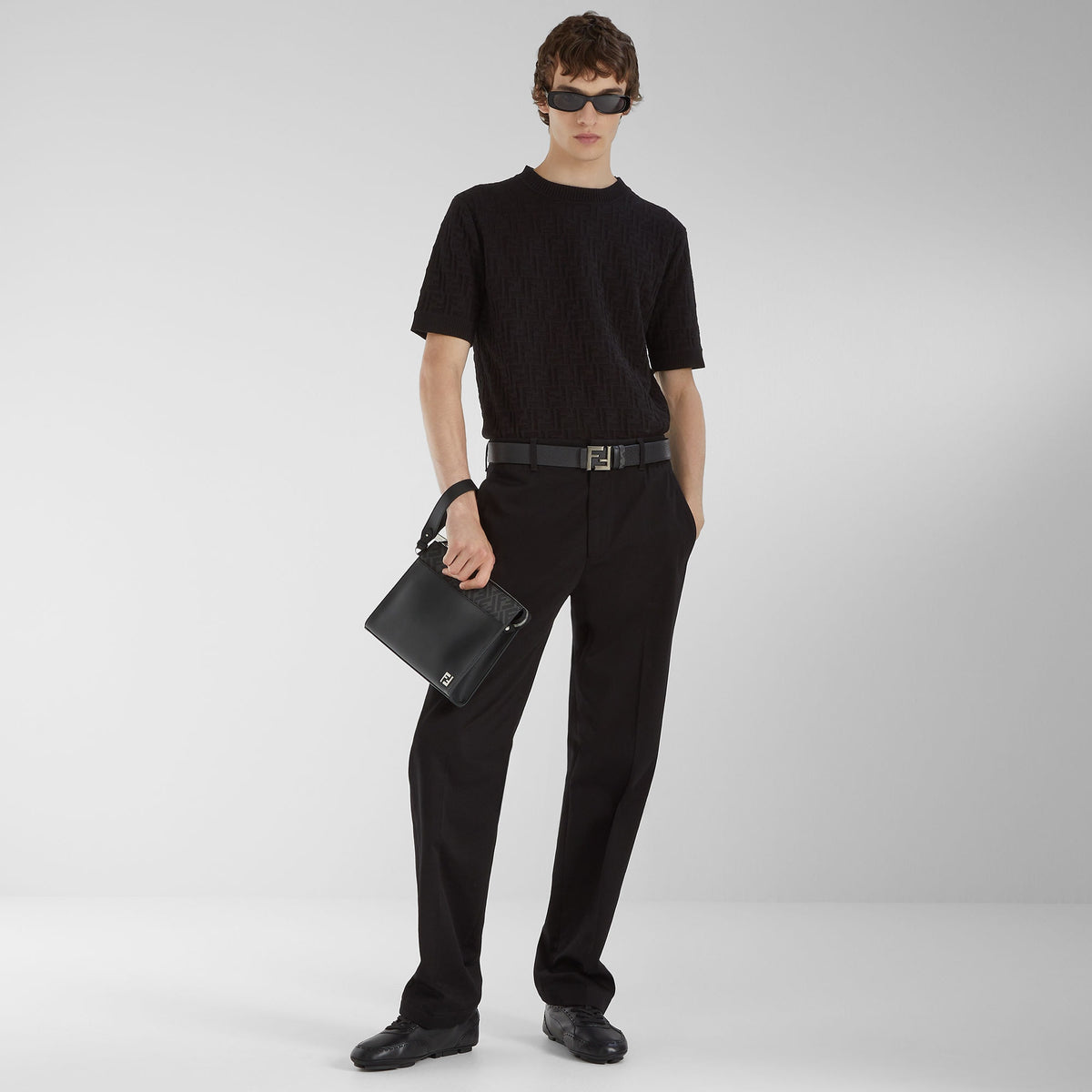 FENDI Sweater Black FF cotton pullover