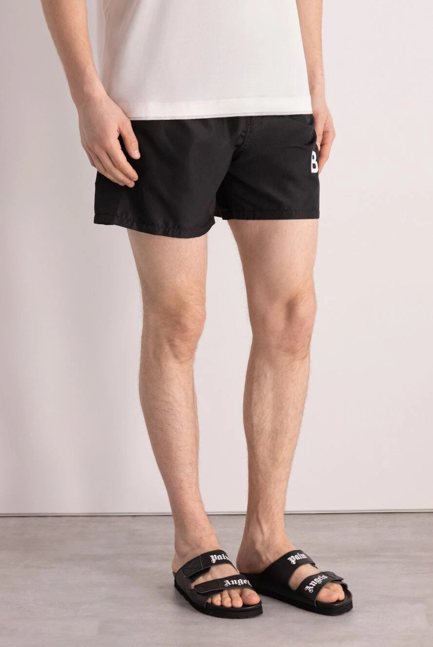 BALMAIN Men's black polyester shorts