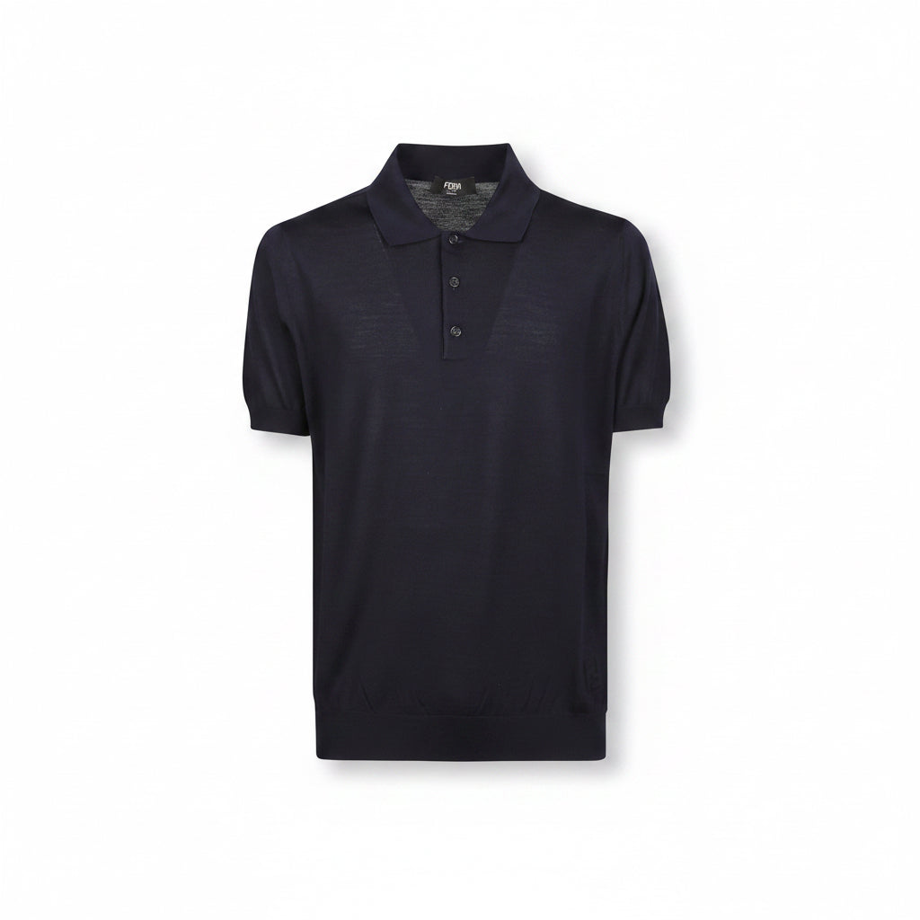 Fendi Blue Wool Polo Shirt