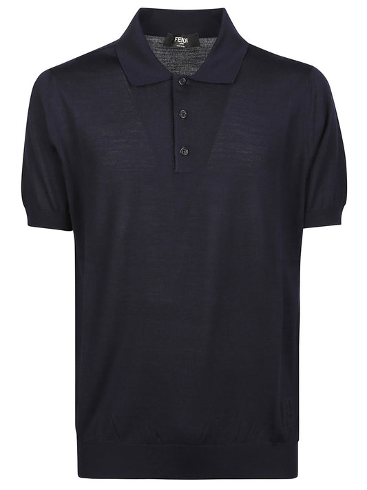 Fendi Blue Wool Polo Shirt