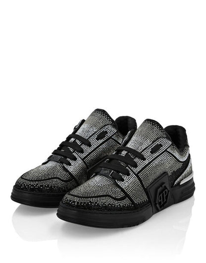 PHILIP PLEIN                             SUEDE LO-TOP SNEAKERS STRASS HEXAGON