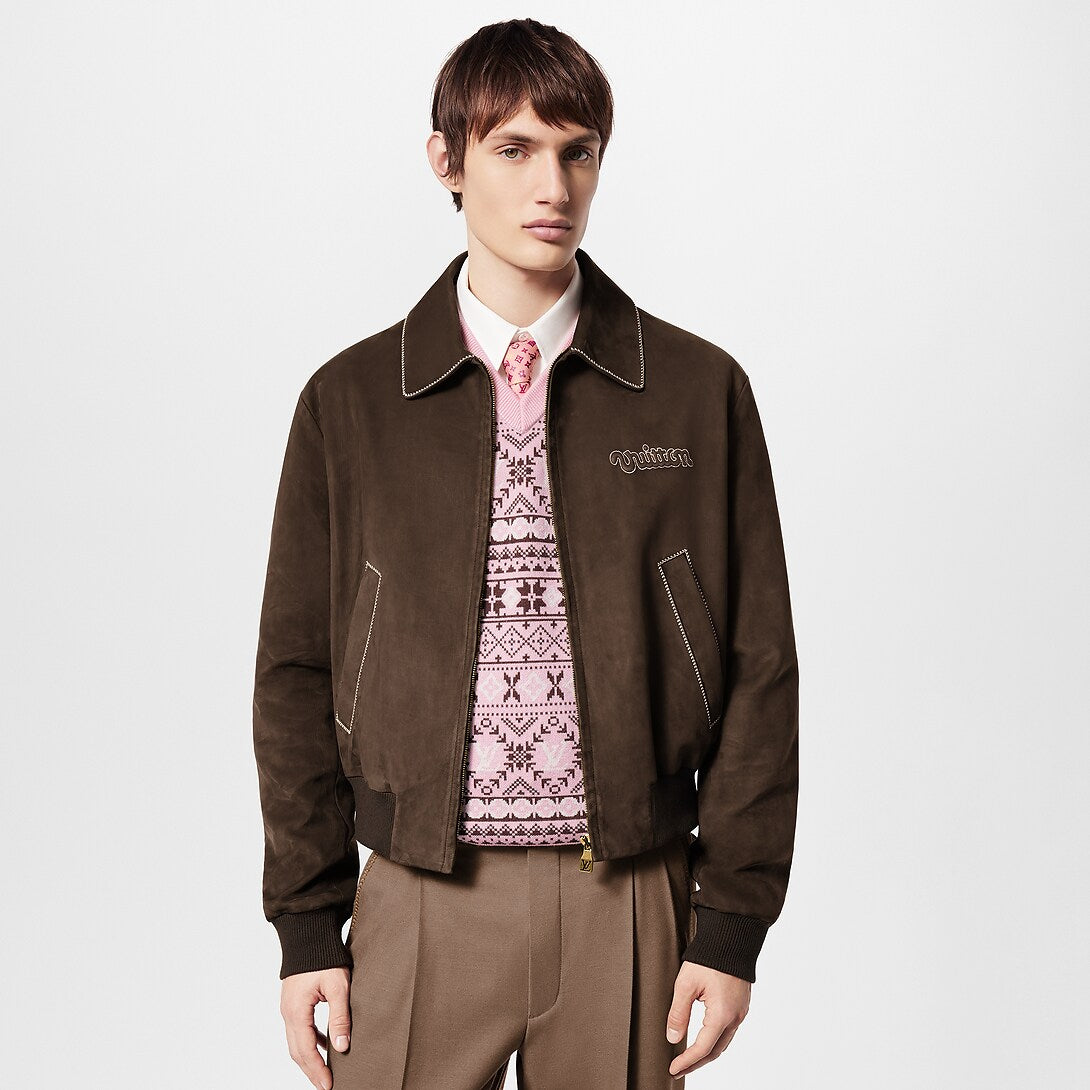 LOUIS VUITTON               Embroidered Suede Calfskin Bomber