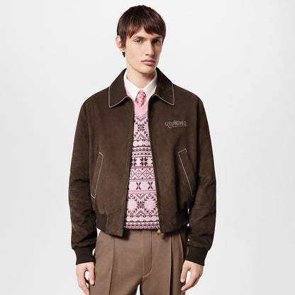 LOUIS VUITTON               Embroidered Suede Calfskin Bomber