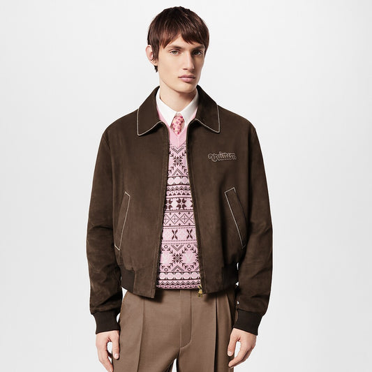 LOUIS VUITTON               Embroidered Suede Calfskin Bomber