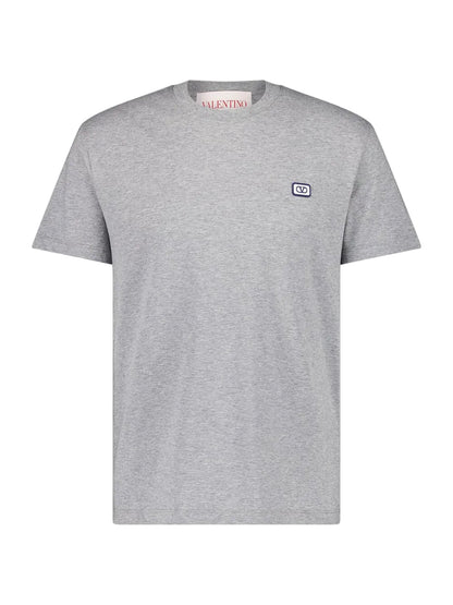 VALENTINO GARAVANI Grey Cotton T-Shirt With VLogo Patch
