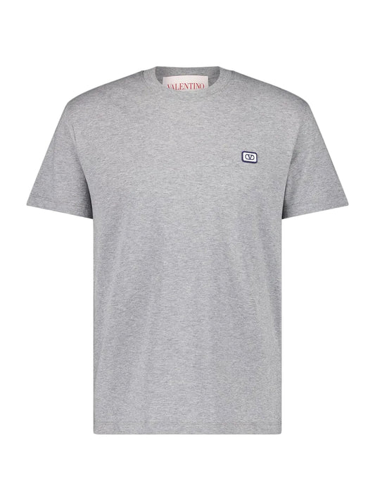 VALENTINO GARAVANI Grey Cotton T-Shirt With VLogo Patch