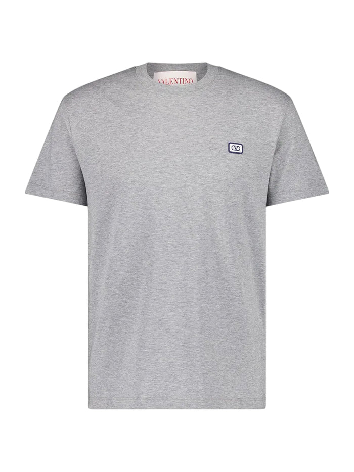 VALENTINO GARAVANI Grey Cotton T-Shirt With VLogo Patch