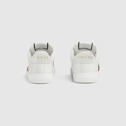 GUCCI
'SCREENER' WHITE LOW TOP SNEAKERS WITH WEB DETAIL IN LEATHER MAN