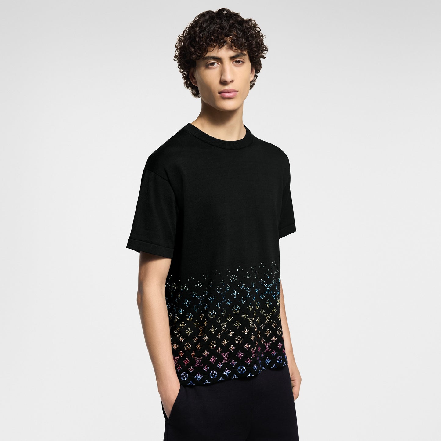 Louis Vuitton Monogram Gradient Embellished Short-Sleeved Crewneck