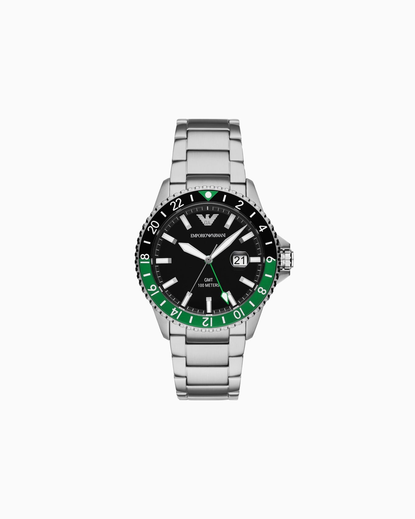 GMT DUAL TIME STAINLESS STEEL WATCH