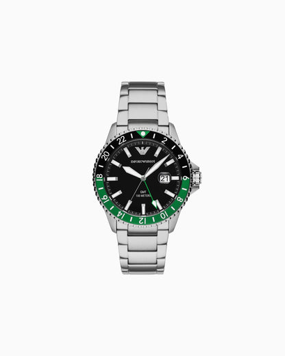 GMT DUAL TIME STAINLESS STEEL WATCH