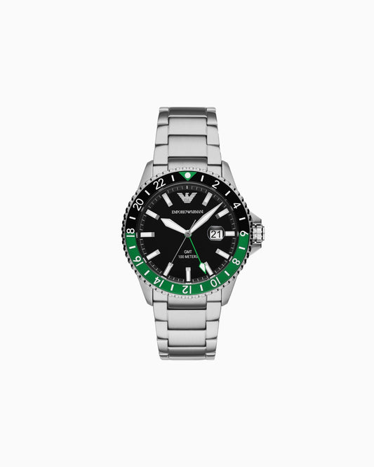 GMT DUAL TIME STAINLESS STEEL WATCH