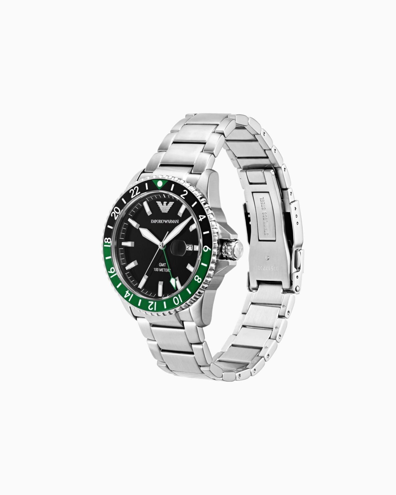 GMT DUAL TIME STAINLESS STEEL WATCH