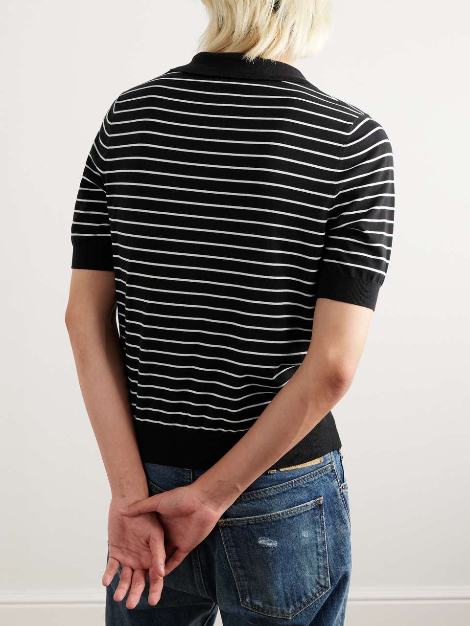 CELINE Triomphe Polo In Striped Fine Cotton