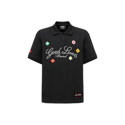 GOODBRAND Good Loves 3D Embroidered Slogan Polo Shirt