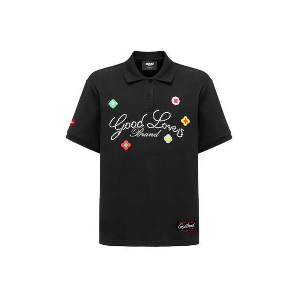 GOODBRAND Good Loves 3D Embroidered Slogan Polo Shirt