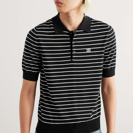 CELINE Triomphe Polo In Striped Fine Cotton