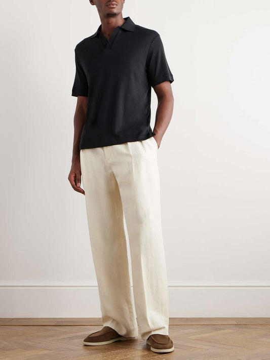 LORO PIANA Cotton and Silk-Blend Piqué Polo Shirt