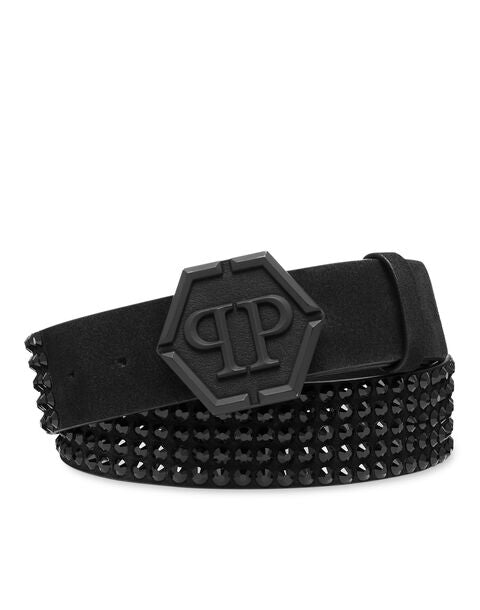 PHILIPP PLEIN SUEDE BELT STONES