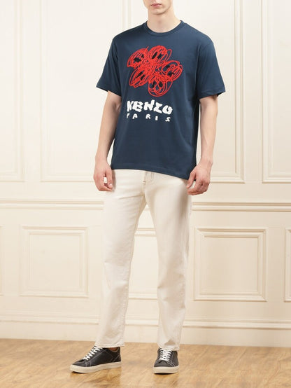 KENZO Men Navy KENZO Drawn Varsity BOKE Flower T-shirt